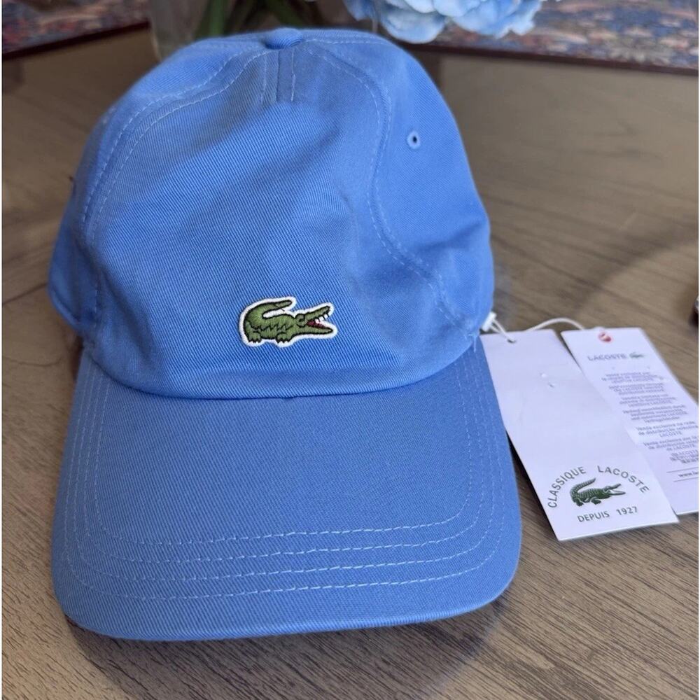 Lacoste Unisex Classic Blue Cotton Twill Baseball Cap One Size Adjustable NWT